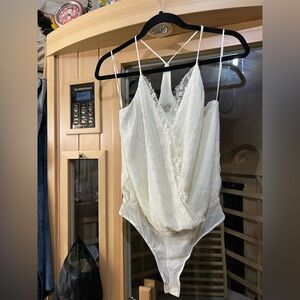 Lush Ivory Lace Tank Bodysuit NWT small
